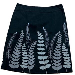 Boden Black Skirt with Gray Botanical Design